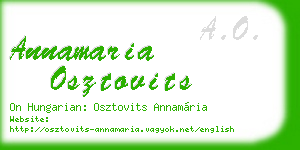 annamaria osztovits business card